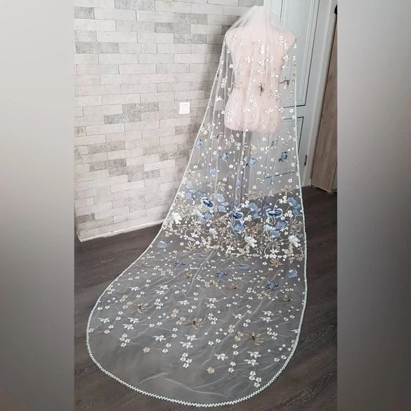 Accessories | Hand Made Blue Flower Veil Never Worn | Poshmark display picture 3